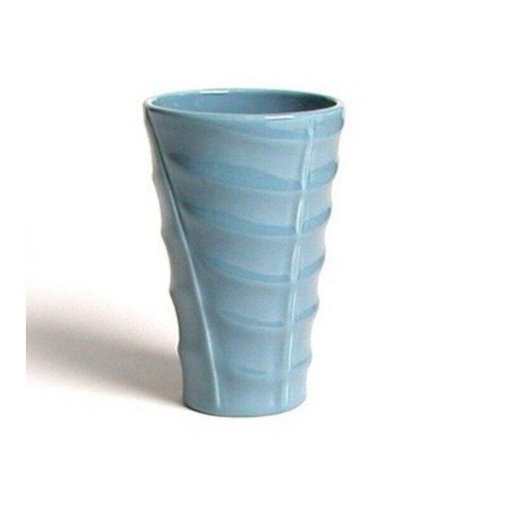 Bauer Company Pottery‎ Medium Madagascar Blue Leaf Vase Los Angeles Calif USA